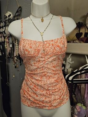 Red-orange Willow Floral Camisole